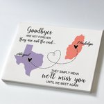 Personalisierte Long Distance Staat zu Staat Karte Leinwand Wandmalerei mit Namen Graduierung Freundschaft Abschiedsgeschenk für Familie Freund