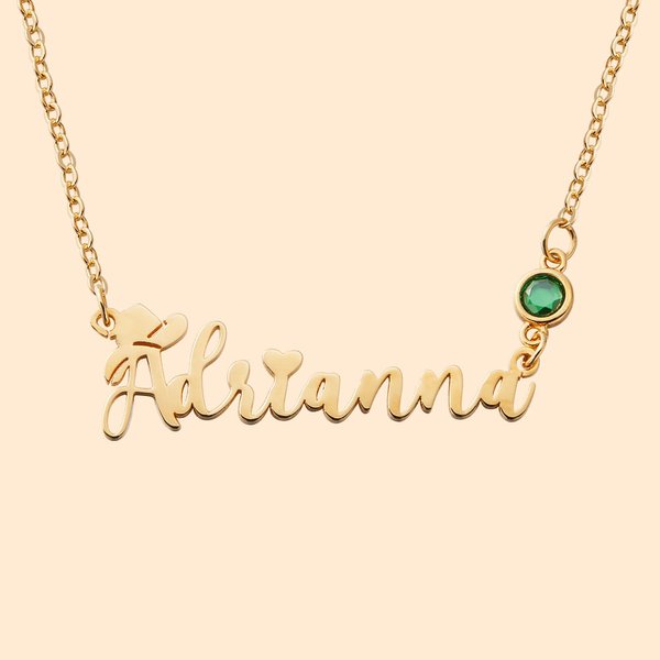 Western Cowboy Birthstone Necklace with Name