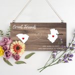 Personalized State to State Map Wooden Wall Decor with Names Graduation Friendship Long Distance Gift for Family Friend