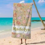 Personalized Retro Flower Pickleball Paddle Quick Dry Beach Towel with Name Beach Vacation Accessories Gift for Pickleball Lover