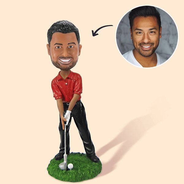Sculpture Personnalisée avec Photo Figurine de Golf en Résine Cadeau Fête des Pères Anniversaire pour Homme Amateur de Golf
