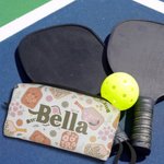 Personalized Retro Flower Pickleball Ball Pouch with Name Birthday Gift for Sports Lover
