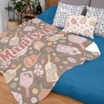 Personalised Retro Flower Pickleball Paddles Soft Blanket with Name Birthday Christmas Gift for Pickleball Lover