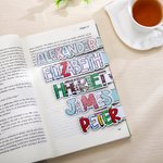 Marcapáginas magnético personalizado con letras de burbujas y floral regalo ideal para profesores y amantes de los libros