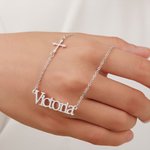 Personalized Minimalist Sideway Cross Necklace with Name Religious Jewelry Christening Baptism Birthday Gift for Her