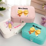 Portagioie personalizzato di grande capacità con nodo a fiocco per matite con nome Laurea Regalo di gratitudine per l'insegnante