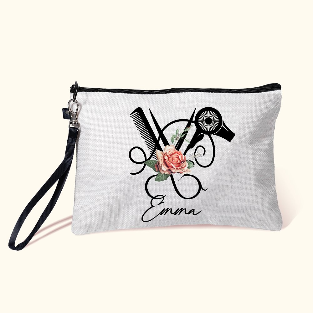Trousse de maquillage personnalisée pour coiffeur avec nom Cadeau d'anniversaire pour coiffeur-barbier