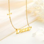 Personalized Minimalist Sideway Cross Necklace with Name Religious Jewelry Christening Baptism Birthday Gift for Her