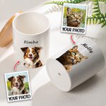 Personalized Oil Painting Style Pet Portrait Photo Ceramic Plant Pot with Bamboo Base and Name Birthday Anniversary Gift for Pet Lover