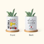 Pot à Plantes en Céramique Personnalisé avec Nom Base en Bambou Cadeau d'Anniversaire pour Professeur