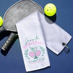 Personalized Super Absorbent Pickleball Theme Name Waffle Sport Towel Tea Towel with Clip Birthday Gift for Pickleball Lovers