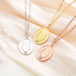 Personalized Horseshoe Oval Pendant Necklace with Engraved Name Lucky Charm Jewelry Birthday Anniversary Gift for Woman Girl Horse Lover