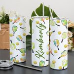 Personalisierte bunte Pickleball 20oz Skinny Becher mit Namen und Strohhalm Graduierung Geburtstag Geschenk für Sportliebhaber