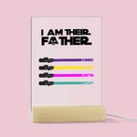 Personalized I Am Their Father Grandfather LED Night Light with 1-8 Light Saber Names and Wooden Base Father's Day Gift for Dad Grandpa