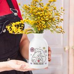 Personalized 3D-effect Flower 2-9 Hug Bears Ceramic Vase with Names Birthday Anniversary Gift for Mom Grandma