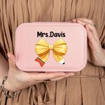 Portagioie personalizzato di grande capacità con nodo a fiocco per matite con nome Laurea Regalo di gratitudine per l'insegnante