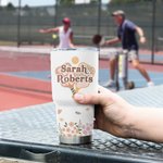 Personalized Retro Flower Pickleball Paddles 30oz Name Tumbler with Straw and Brush Birthday Graduation Gift for Pickleball Lover
