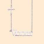 Personalized Minimalist Sideway Cross Necklace with Name Religious Jewelry Christening Baptism Birthday Gift for Her