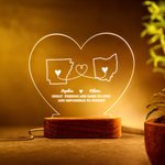 Veilleuse de LED avec Socle en Bois Personnalisée avec Nom et Pays Cadeau d'Adieu pour la Famille et les Amis