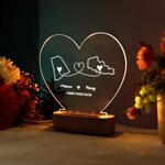 Veilleuse de LED avec Socle en Bois Personnalisée avec Nom et Pays Cadeau d'Adieu pour la Famille et les Amis