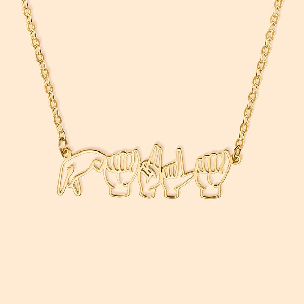 ASL Necklace Fingerspelling Name Charm Gift