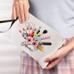 Personalised Floral Hairstylist Makeup Bag with Name Birthday Gift for Hairdresser Barber