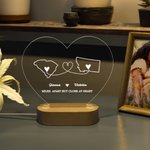 Veilleuse de LED avec Socle en Bois Personnalisée avec Nom et Pays Cadeau d'Adieu pour la Famille et les Amis