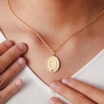 Personalized Horseshoe Oval Pendant Necklace with Engraved Name Lucky Charm Jewelry Birthday Anniversary Gift for Woman Girl Horse Lover