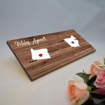 Personalized State to State Map Wooden Wall Decor with Names Graduation Friendship Long Distance Gift for Family Friend