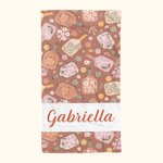 Personalized Retro Flower Pickleball Paddle Quick Dry Beach Towel with Name Beach Vacation Accessories Gift for Pickleball Lover