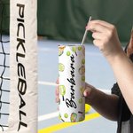 Personalisierte bunte Pickleball 20oz Skinny Becher mit Namen und Strohhalm Graduierung Geburtstag Geschenk für Sportliebhaber