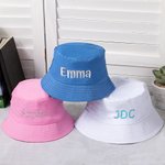 Personalised Multicolor Cotton Bucket Hat with Embroidered Name Beach Party Favor Outdoor Vacation Gift for Family Friends for Adult Toddler