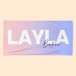 Serviette de Plage Personnalisée avec Nom Linge à Séchage Rapide Couleur Dégradée Cadeau Anniversaire Fête d'Été pour Famille Ami