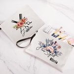 Personalised Floral Hairstylist Makeup Bag with Name Birthday Gift for Hairdresser Barber