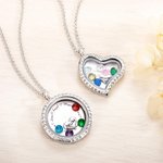 Personalized Floating Locket Necklace with Birthstones and Kid's Names Mother's Day Birthday Gift for Mom