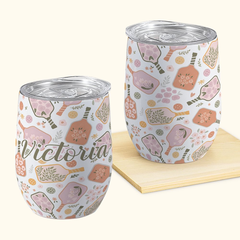Tazza Tumbler personalizzata da 12 oz Pickleball Paddles con nome e cannuccia Festa Pickleball Regalo di squadra per gli amanti dello sport