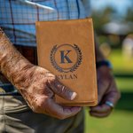 Personalised Leather Golf Scorecard Holder with Engraved Initial and Name Birthday Game Day Gift for Man Golf Lover