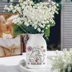 Personalized 3D-effect Flower 2-9 Hug Bears Ceramic Vase with Names Birthday Anniversary Gift for Mom Grandma