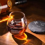 Verre à Whisky Vin Personnalisé avec Nom Gravé Dessous de Verre en Ardoise Prescription Alcoolique Cadeau Anniversaire Fête pour Papa Grand-Père