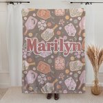 Personalised Retro Flower Pickleball Paddles Soft Blanket with Name Birthday Christmas Gift for Pickleball Lover