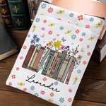 Personalised Waterproof Spring Wildflowers Book Sleeve Cover with Book Title and Name Back to School Appreciation Gift for Teacher Reading Lover