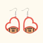 Personalisierte hölzerne hohle Herz geformt Fußball Ohrringe mit Text Game Day Team Geschenk für Frauen Mädchen Fußball-Fans