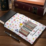 Personalised Waterproof Spring Wildflowers Book Sleeve Cover with Book Title and Name Back to School Appreciation Gift for Teacher Reading Lover