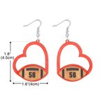 Personalisierte hölzerne hohle Herz geformt Fußball Ohrringe mit Text Game Day Team Geschenk für Frauen Mädchen Fußball-Fans