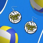 Personalisierte Holz Volleyball Ohrringe mit Namen und Nummer Geburtstag Geschenk für Volleyball-Liebhaber