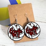 Personalisierte Holz Volleyball Ohrringe mit Namen und Nummer Geburtstag Geschenk für Volleyball-Liebhaber