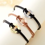 Personalised Engraved Angel Wings Pet Paw Print Leather Rope Bracelet with Name Memorial Sympathy Gift for Pet Lovers