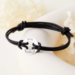 Personalised Engraved Angel Wings Pet Paw Print Leather Rope Bracelet with Name Memorial Sympathy Gift for Pet Lovers