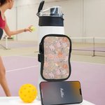 Personalisierte Retro Blume Pickleball Paddles Wasser Cup Pouch mit verstellbarer Schnalle Geburtstag Geschenk für Sportliebhaber