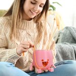 Personalised 3D Printed Cute Smiley Face Crochet Knitting Yarn Bowl with Name Multicolor Available Funny Birthday Gift for Mom Grandma